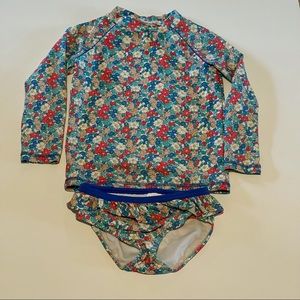 Mini Boden floral print 2 pierce swimsuits set 5-6